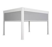 sweeek | Pergola Bioclimatique blanche 300 x 400cm aluminium à lames orientables + store 300cm + store 400cm Blanc G