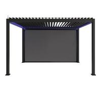 Pergola bioclimatique électrique 3x4m aluminium à lames orientables avec éclairage LED + store 4m