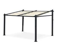 sweeek | Pergola murale en aluminium - Murum 3x4m - Tonnelle Toile ecru Ecru G