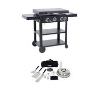 sweeek - Plancha gaz 3 brûleurs Acier Inoxydable 12kW avec Chariot et ustensiles - Raoul