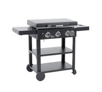 sweeek - Plancha gaz 3 brûleurs Acier Inoxydable 12kW avec Chariot Noir - Raoul