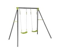 sweeek - Portique balançoire Double en métal BISE. 2 Places. Noir et Vert. Acier. L 217 x P 153 x H 195 cm