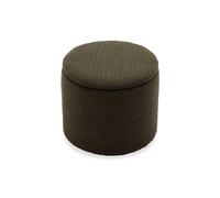 Pouf kaki foncé en tissu avec rangement pour coussins ou plaids