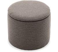 Pouf taupe en tissu avec rangement pour coussins ou plaids