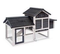 sweeek | Poulailler en bois anthracite GALINETTE 3 poules cage à poule avec enclos Anthracite G