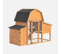 sweeek Poulailler en bois de sapin pour 6 poules en bois - 184,9 x 90 x 152 cm