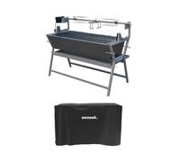 sweeek - Rôtissoire charbon de bois motorisée inclinable en inox avec tournebroche avec housse