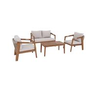 sweeek - Salon de Jardin en Acacia 4 Places Beige avec Cordes LOBERIA. Table rectangulaire