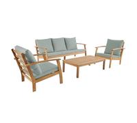sweeek - Salon de Jardin USHUAIA 5 Places Vert de Gris en Bois d'acacia. Un canapé. Une Table. Deux fauteuils