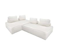 Set de 2 chauffeuses pour canapé modulable tissu bouclette crème 2 places Bao L 180 x P 90 x H 74cm