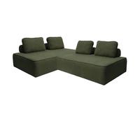 sweeek - Set de 2 chauffeuses pour canapé modulable Tissu Bouclette Kaki 2 Places Bao. L 180 x P 90 x H 74cm
