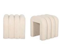 sweeek | Set de 2 poufs contemporains en tissu beige Beige G