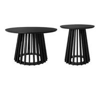 sweeek - Set de 2 Tables Basses Rondes Plateau Effet Bois Noir et Pieds en Bois de Sapin. Ø40cm et Ø60cm