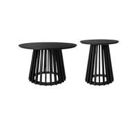 sweeek - Set de 2 Tables Basses Rondes Plateau Effet Bois Noir et Pieds en Bois de Sapin. Ø40cm et Ø60cm