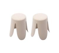 sweeek - Set de 2 tabourets empilables Beige. Bouclette texturée. Niki. Ø30 / 44 x H46cm