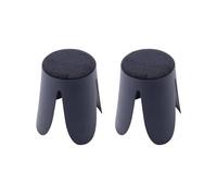 sweeek Set de 2 tabourets empilables bleu marine bouclette texturée NIKI Ø30 / 44 x H46cm Bleu marine