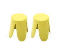 sweeek - Set de 2 tabourets empilables. Simili Cuir Jaune. Niki. Ø30 / 44 x H46cm