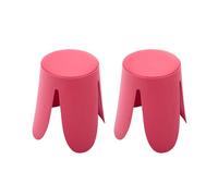 sweeek - Set de 2 tabourets empilables. Simili Cuir Rose. Niki. Ø30 / 44 x H46cm