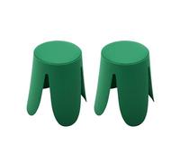 sweeek - Set de 2 tabourets empilables. Simili Cuir Vert. Niki. Ø30 / 44 x H46cm