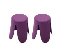 sweeek - Set de 2 tabourets empilables. Simili Cuir Violet. Niki. Ø30 / 44 x H46cm