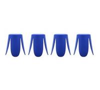 sweeek - Set de 4 tabourets empilables Simili Cuir Bleu. Niki Ø30 / 44 x H46cm