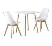 sweeek Table à manger carrée et 2 chaises blanches scandinaves - Hedvig Blanc