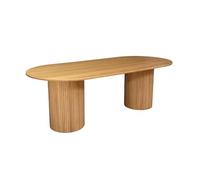 sweeek - Table à Manger oblongue Bois d'hévéa et placage chêne 8 Places Naturel - L 220 x P 100 x H 73 cm - Estelle