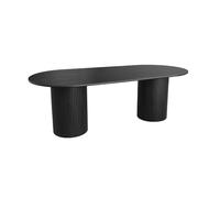 sweeek - Table à Manger oblongue Bois d'hévéa et placage chêne 8 Places Noir - L 220 x P 100 x H 73 cm - Estelle