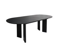sweeek - Table à Manger oblongue Extensible Bois d'hévéa et placage chêne Noir 6-8 Places 170-210cm - Albane