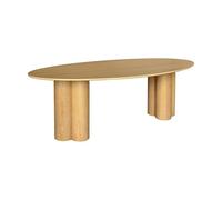 sweeek - Table à Manger Ovale Bois d'hévéa et placage chêne Naturel 8 Places 220cm - Leonore