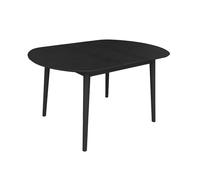 sweeek - Table à Manger Ovale Extensible Bois d'hévéa et placage chêne Noir 4-6 Places - 110/140 x 100 x 75 cm - Lisa