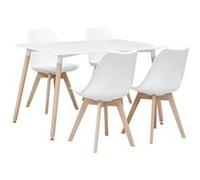Alice's Home - Table à Manger rectangulaire Bois 120cm Blanc - Hedvig - 4 chaises. 4 Places. scandinave. Pieds Bois