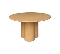 sweeek - Table à Manger Ronde Bois d'hévéa et placage chêne Naturel 4 Places 130cm - Leonore