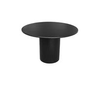 sweeek - Table à Manger Ronde Bois d'hévéa et placage chêne Noir 4 Places - Ø 115 x 73 cm - Estelle