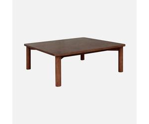 sweeek - Table Basse carrée Bois d'hévéa placage chêne Noyer - 100 x 100 x 35 cm - Solène