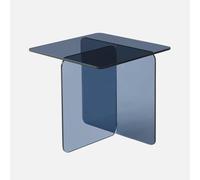 sweeek Table basse carrée en cristal trempé bleu gris - 50 x 50 x 46 cm