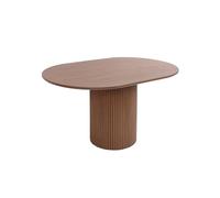 Table basse ovale effet bois sculpté couleur noyer I sweeek