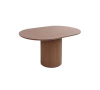 Table basse ovale effet bois sculpté couleur noyer I sweeek