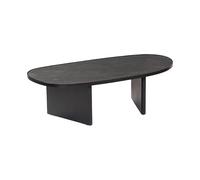sweeek Table basse ovale bois de manguier et placage pierre noire rebord en métal L 1195 x P 60 x H 35cm Noir G