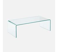sweeek Table basse rectangulaire en cristal trempé transparent - 110 x 55 x 35 cm