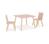 sweeek - Table carrée Enfant avec 2 chaises. Pieds en pin. Rose