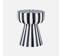 sweeek - Table d'appoint. Bout de canapé. Table de Chevet. Acier émaillé Rayures Bicolore. Noir et Blanc. Ø34 x H41cm