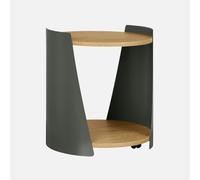 sweeek - Table d'appoint métal courbé et décor Bois avec roulettes Vert - Molto