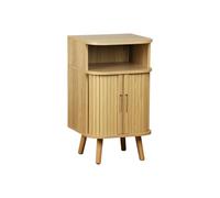 sweeek - Table de Chevet 2 Portes coulissantes + 1 Niche Effet Bois rainuré. L 40 x P 40 x H 70cm