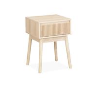 sweeek - Table de Chevet avec Un tiroir. Panneaux stratifiés Couleur Naturelle. Pied en Bois de Sapin. L 39 x l 39 x H 55.4cm Linear