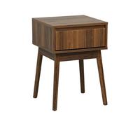 sweeek - Table de Chevet avec Un tiroir. Panneaux stratifiés Couleur Noyer. Pied en Bois de Sapin. L 39 x l 39 x H 55.4cm Linear