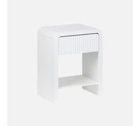 sweeek - Table de Chevet Effet Bois Blanc rainuré 1 tiroir. 1 étagère