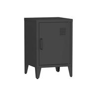sweeek - Table de Chevet en Acier Noir. 1 Porte. casier