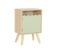 sweeek - Table de Chevet Enfant décor Bois Vert 1 Porte. Pieds Bois de pin - 34 x 23.5 x 52 cm - Azur