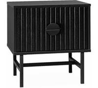 Table de chevet noire décor bois rainuré un tiroir L 48 x l 39 x H 50cm